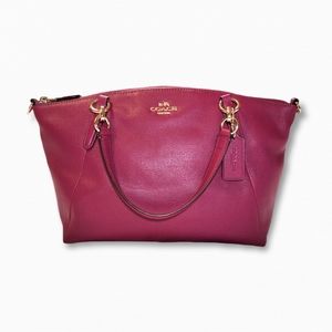 Coach Kelsey purse in magenta polished pebble leather